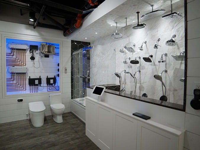 Bathoom and shower options at Green Art Plumbing Supply Freeport