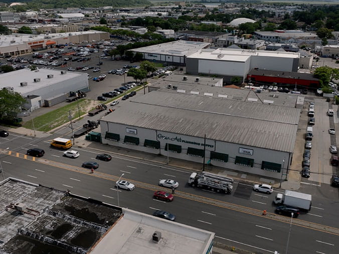 Dronw shot of Green Art Plumbing Supply Freeport NY