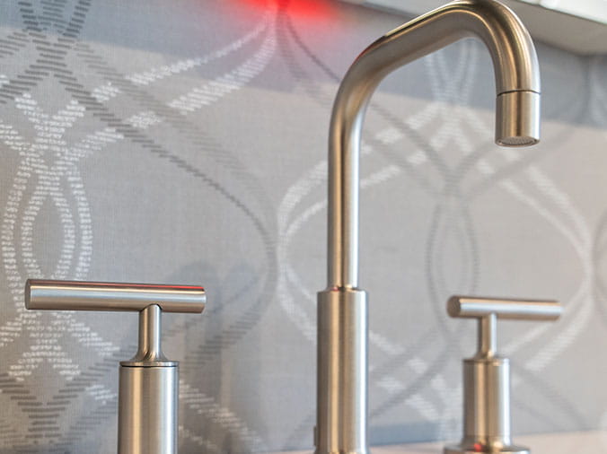 Brushed stainless kitchen sink faucet
